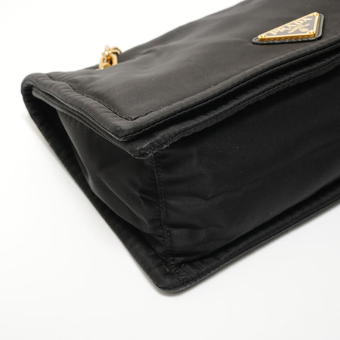 PRADA Nylon Chain Shoulder Bag black WS27602