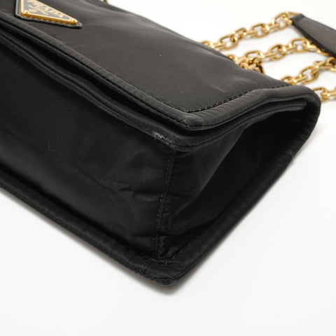 PRADA Nylon Chain Shoulder Bag black WS27602
