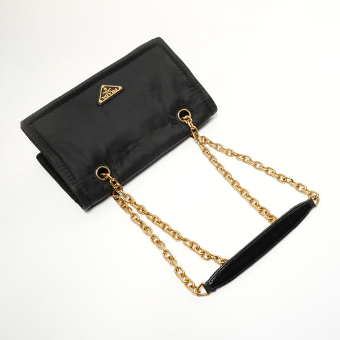 PRADA Nylon Chain Shoulder Bag black WS27602