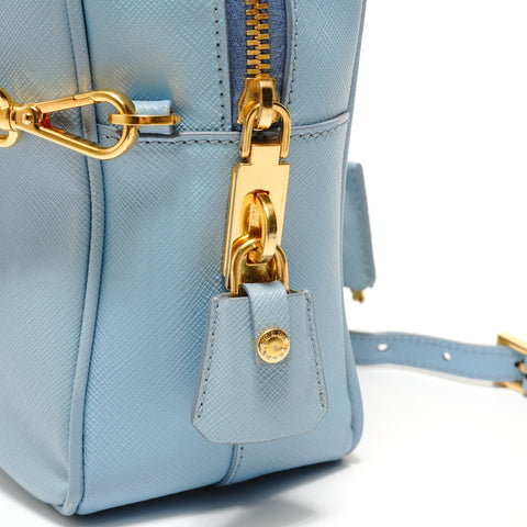 PRADA Saffiano 2way Handbag blue WS27604