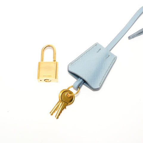 PRADA Saffiano 2way Handbag blue WS27604