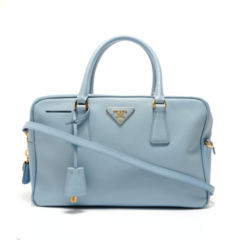 PRADA Saffiano 2way Handbag blue WS27604