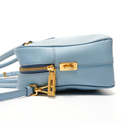 PRADA Saffiano 2way Handbag blue WS27604