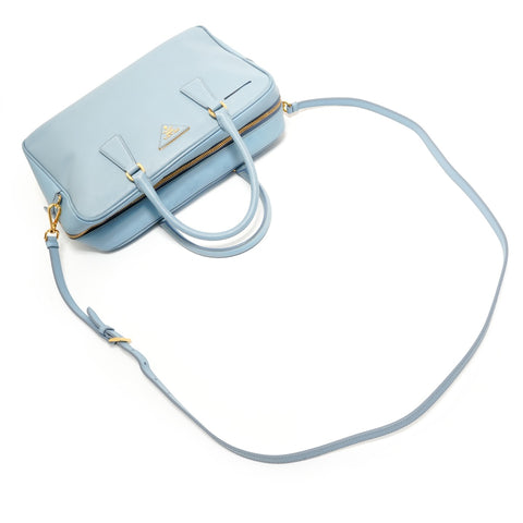 PRADA Saffiano 2way Handbag blue WS27604