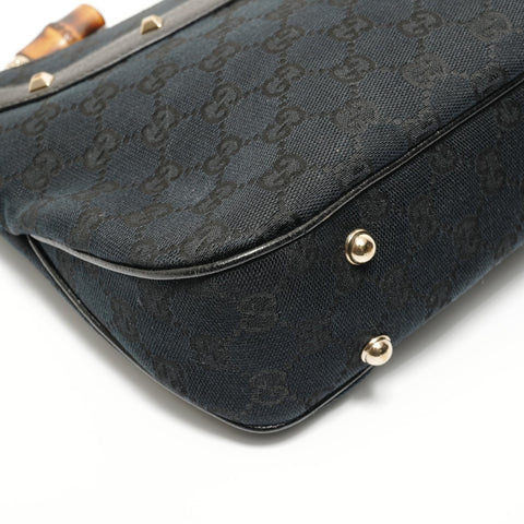 GUCCI GG canvas bamboo Shoulder Bag black WS27606