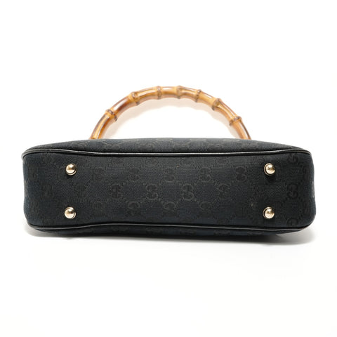 GUCCI GG canvas bamboo Shoulder Bag black WS27606
