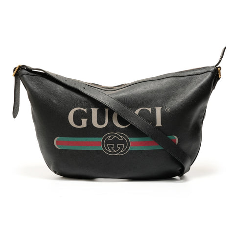 GUCCI Half Moon Logo Shoulder Bag black WS27617