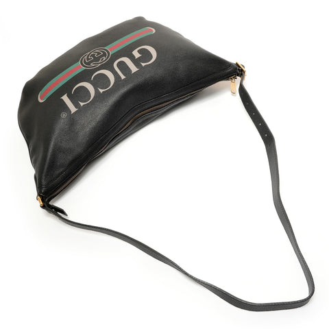 GUCCI Half Moon Logo Shoulder Bag black WS27617