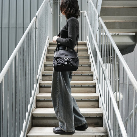 PRADA Nylon Shoulder Bag black WS27618