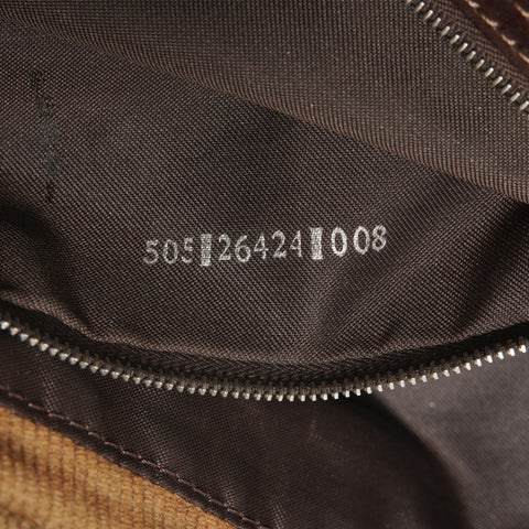 FENDI Corduroy Mamma Baguette Shoulder Bag Brown WS27619