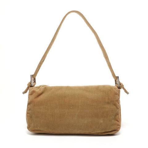 FENDI Corduroy Mamma Baguette Shoulder Bag Brown WS27619