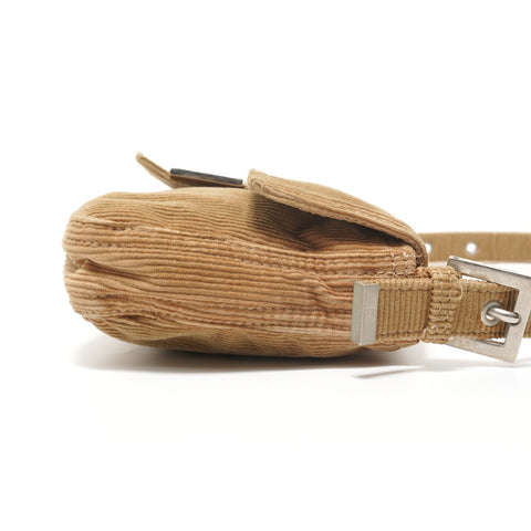 FENDI Corduroy Mamma Baguette Shoulder Bag Brown WS27619