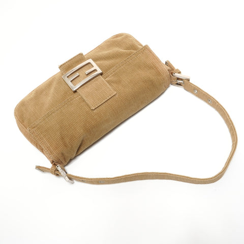 FENDI Corduroy Mamma Baguette Shoulder Bag Brown WS27619