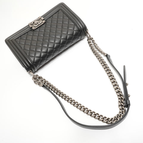 CHANEL Boy Chanel Leather (No. 25) Shoulder Bag black WS27624