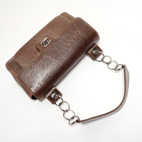 CHANEL Room 8 Cruise Line Leather Shoulder Bag Brown WS27625