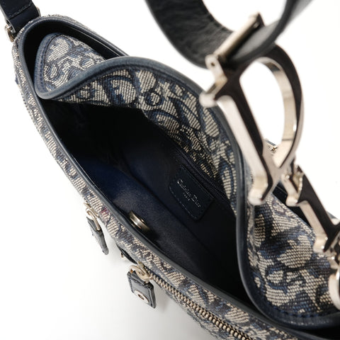 Christian Dior Trotter Canvas Shoulder Bag Navy WS27626