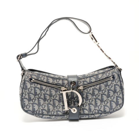 Christian Dior Trotter Canvas Shoulder Bag Navy WS27626