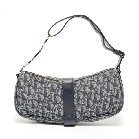 Christian Dior Trotter Canvas Shoulder Bag Navy WS27626
