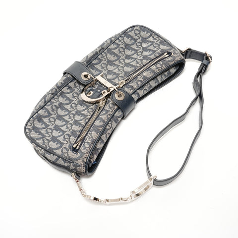 Christian Dior Trotter Canvas Shoulder Bag Navy WS27626