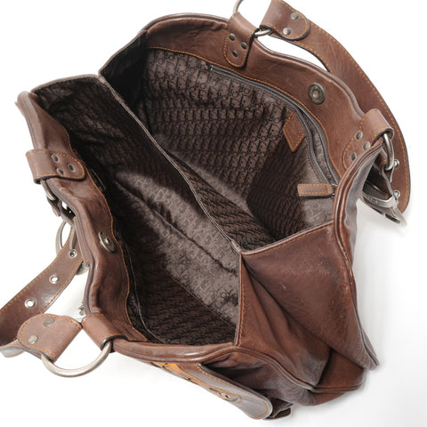 Christian Dior Gaucho Leather Shoulder Bag Brown WS27627