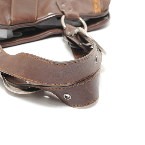Christian Dior Gaucho Leather Shoulder Bag Brown WS27627