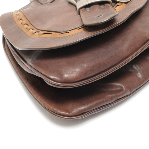 Christian Dior Gaucho Leather Shoulder Bag Brown WS27627