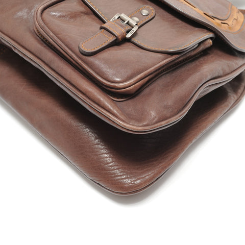 Christian Dior Gaucho Leather Shoulder Bag Brown WS27627