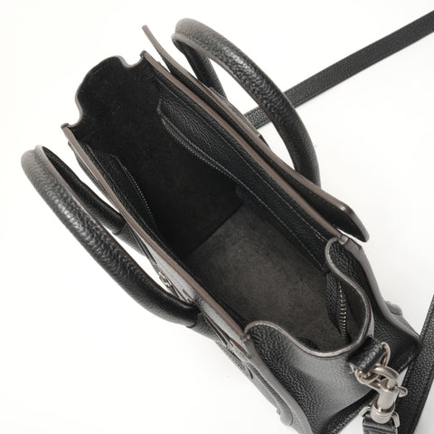 CELINE Luggage Nano Shopper 2-way Leather Handbag black WS27629