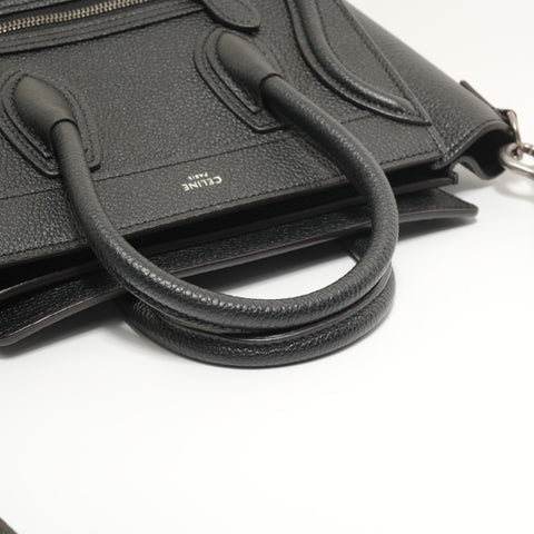 CELINE Luggage Nano Shopper 2-way Leather Handbag black WS27629