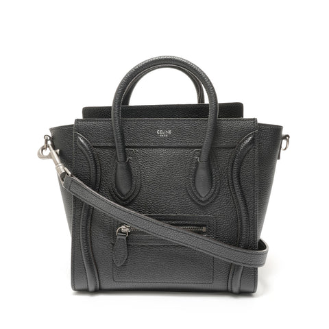 CELINE Luggage Nano Shopper 2-way Leather Handbag black WS27629