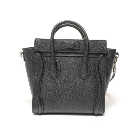 CELINE Luggage Nano Shopper 2-way Leather Handbag black WS27629