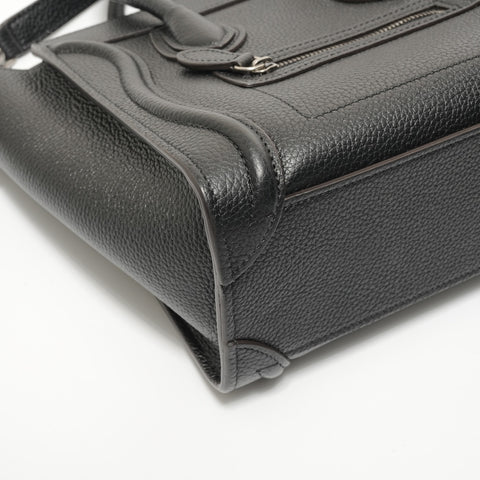 CELINE Luggage Nano Shopper 2-way Leather Handbag black WS27629