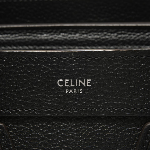 CELINE Luggage Nano Shopper 2-way Leather Handbag black WS27629