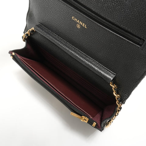 CHANEL Caviar Skin Chain Wallet (Item No. 28) Shoulder Bag black WS27630