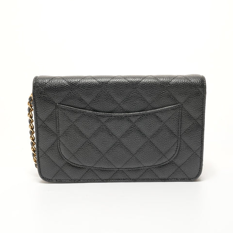 CHANEL Caviar Skin Chain Wallet (Item No. 28) Shoulder Bag black WS27630