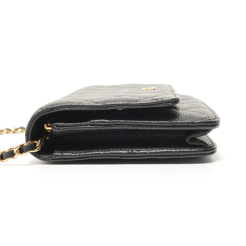 CHANEL Caviar Skin Chain Wallet (Item No. 28) Shoulder Bag black WS27630