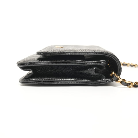CHANEL Caviar Skin Chain Wallet (Item No. 28) Shoulder Bag black WS27630