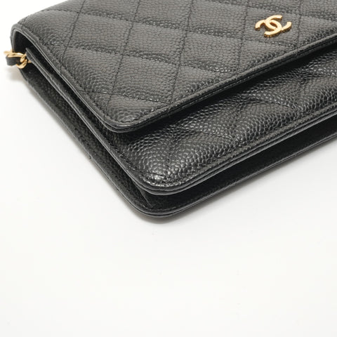 CHANEL Caviar Skin Chain Wallet (Item No. 28) Shoulder Bag black WS27630