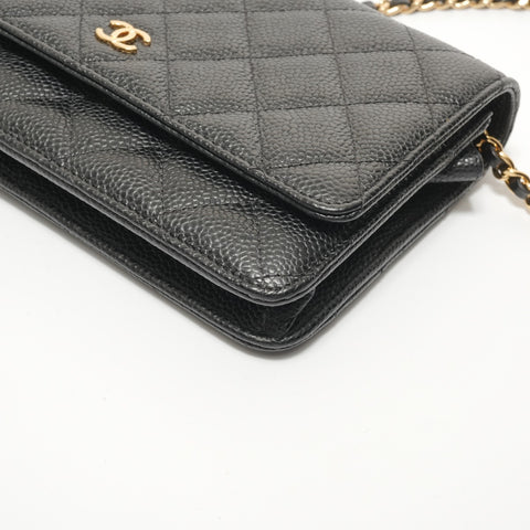 CHANEL Caviar Skin Chain Wallet (Item No. 28) Shoulder Bag black WS27630