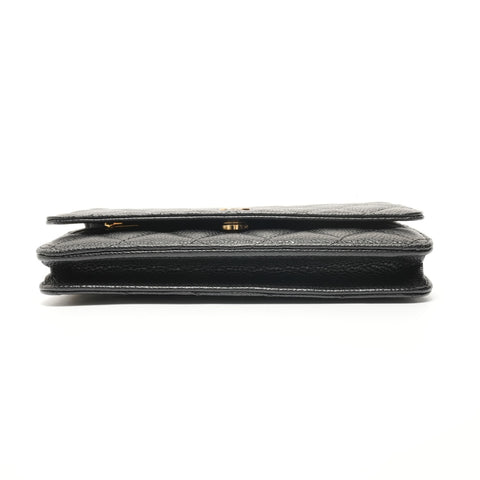 CHANEL Caviar Skin Chain Wallet (Item No. 28) Shoulder Bag black WS27630