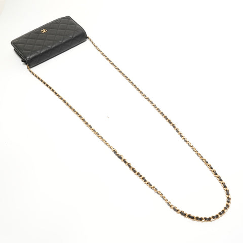 CHANEL Caviar Skin Chain Wallet (Item No. 28) Shoulder Bag black WS27630