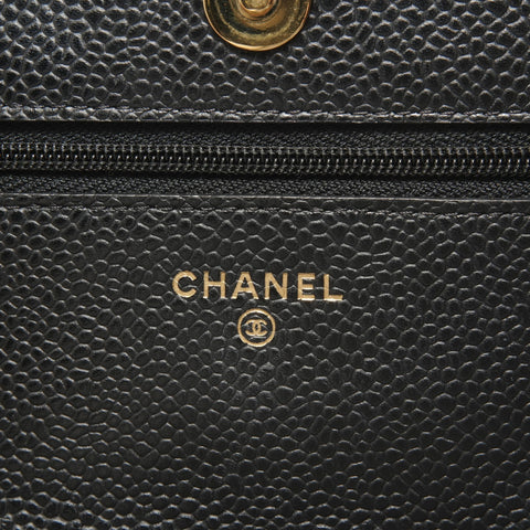 CHANEL Caviar Skin Chain Wallet (Item No. 28) Shoulder Bag black WS27630