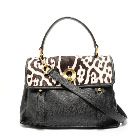 YVES SAINT LAURENT YSL Muse Two Calfskin Leather Handbag black WS27631