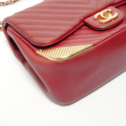 CHANEL 26 series V-stitch chevron Shoulder Bag Red WS27633