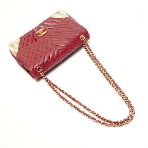 CHANEL 26 series V-stitch chevron Shoulder Bag Red WS27633