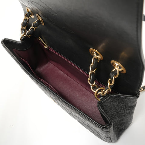 CHANEL Item No. 22: Caviar Skin Filigree Chain Shoulder Bag black WS27634