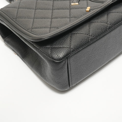 CHANEL Item No. 22: Caviar Skin Filigree Chain Shoulder Bag black WS27634