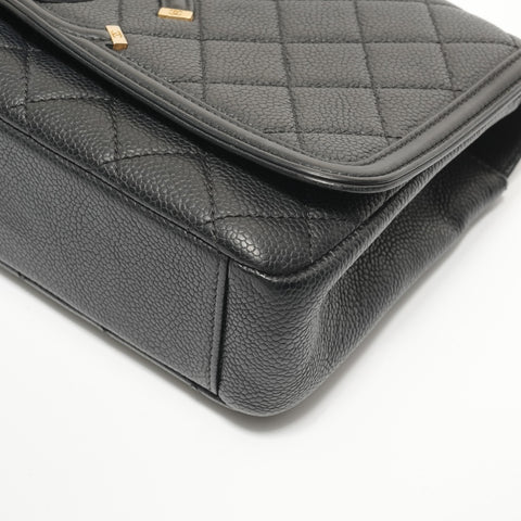 CHANEL Item No. 22: Caviar Skin Filigree Chain Shoulder Bag black WS27634