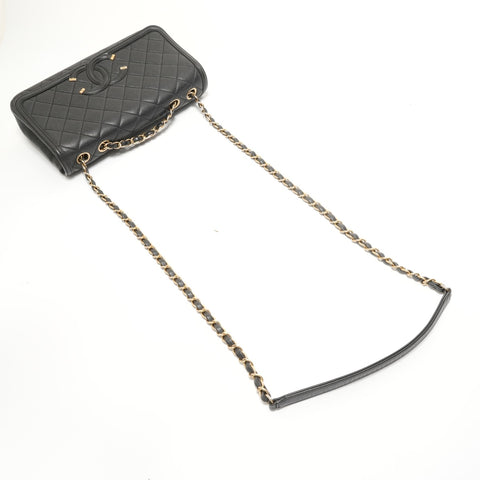 CHANEL Item No. 22: Caviar Skin Filigree Chain Shoulder Bag black WS27634