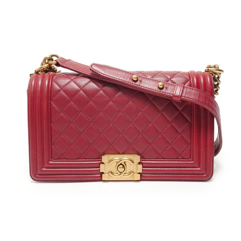 CHANEL Item No. 19 Boy Chanel Lambskin Shoulder Bag Red WS27635